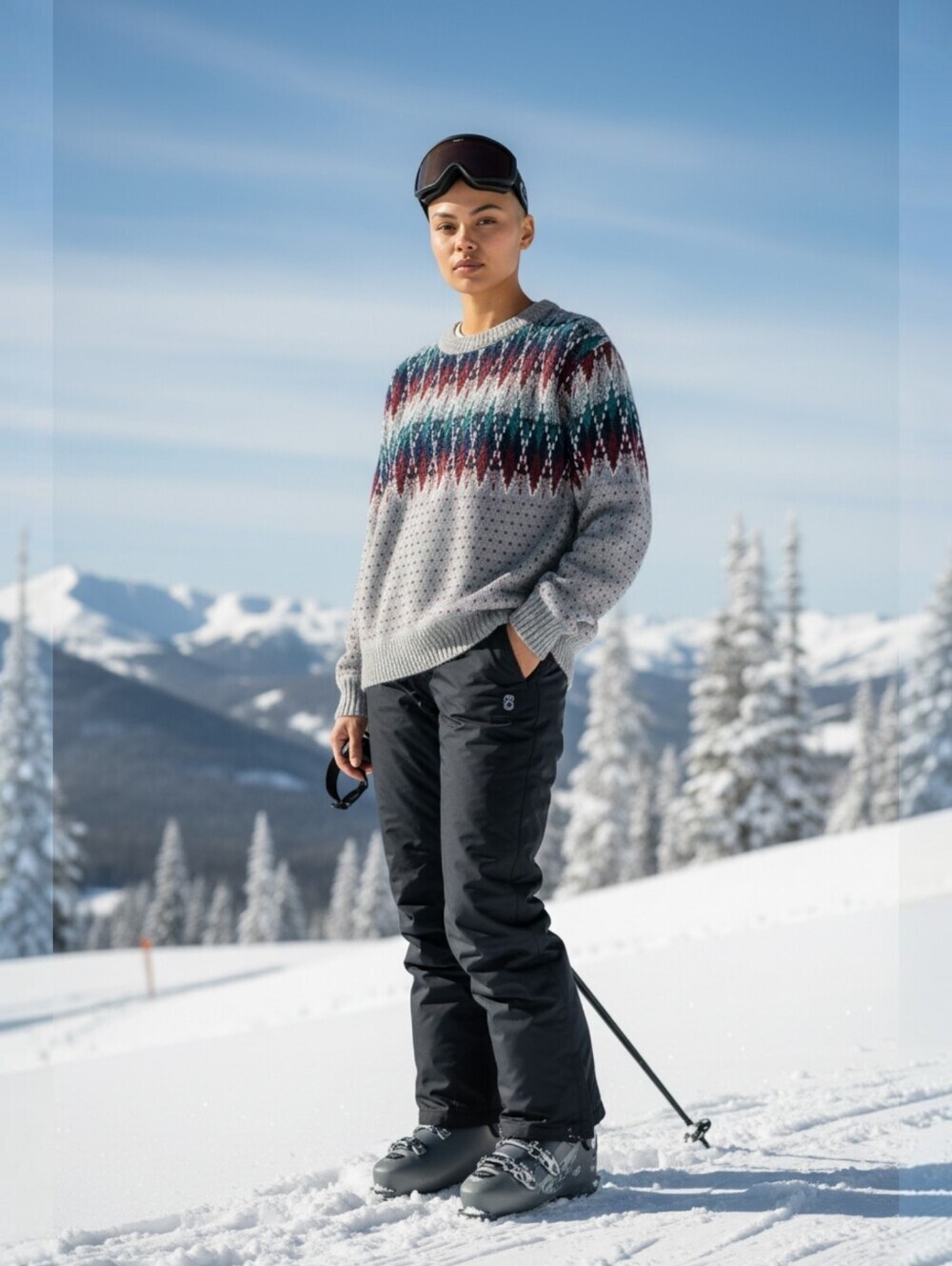Steep Slopes Womens Vintage Fair Isle Virgin Acrylic Crewneck Ski Sweater Medium